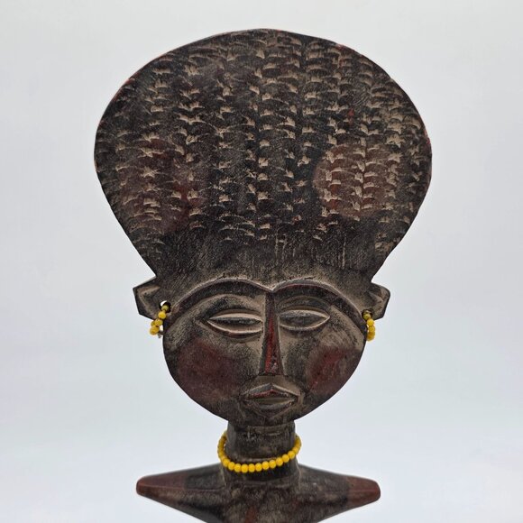 Vintage African Wood Sculpture Carved Statue Ashanti Ghana Fertility Doll 13" - Picture 2 of 10